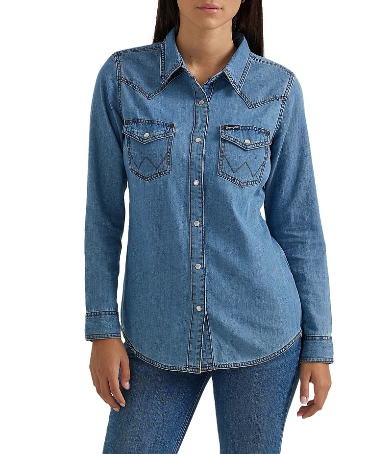 Wrangler® Long Sleeve Snap Front Western Shirt
