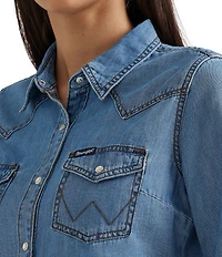 Wrangler® Long Sleeve Snap Front Western Shirt