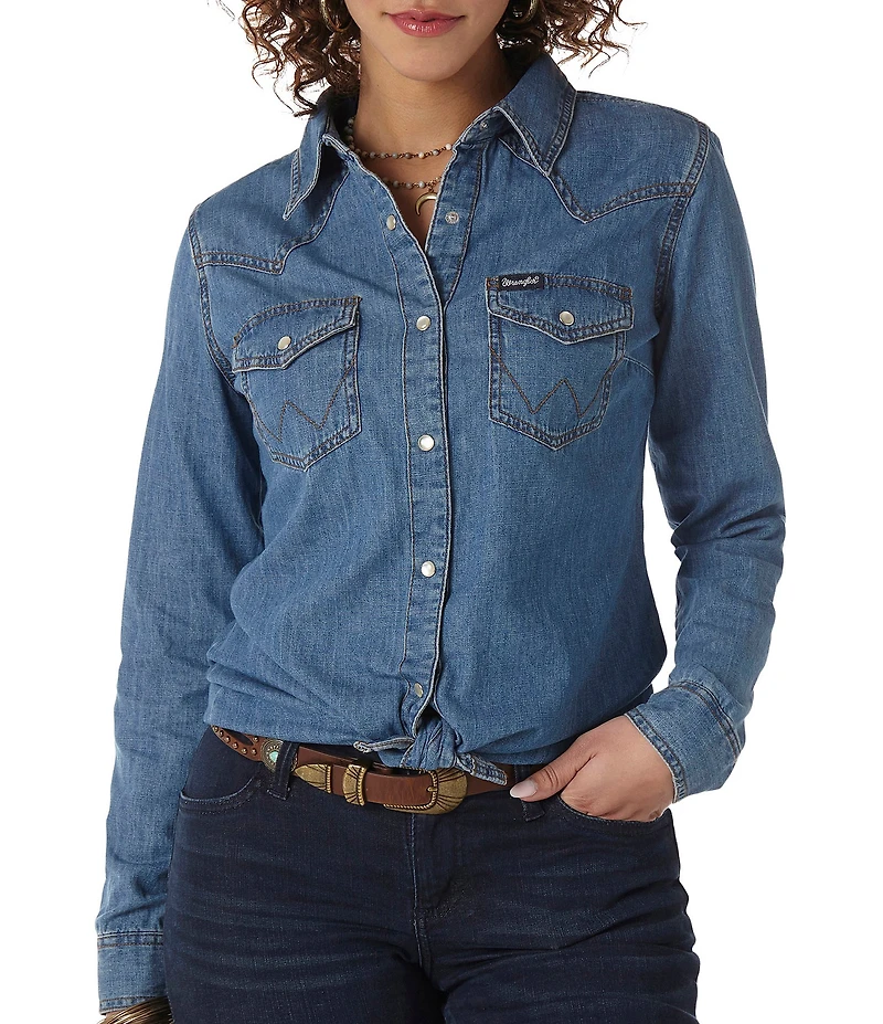 Wrangler® Long Sleeve Snap Front Western Shirt