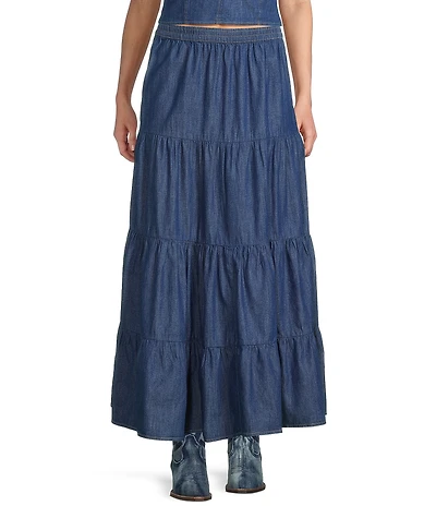 Wrangler® Long Tiered Denim Skirt