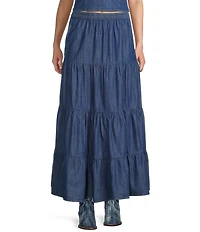 Wrangler® Long Tiered Denim Skirt