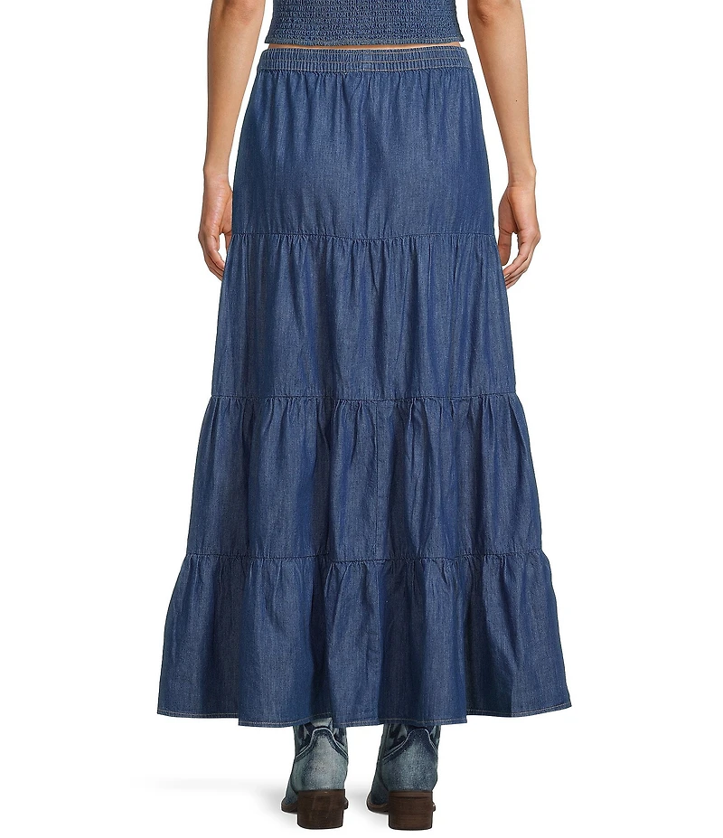 Wrangler® Long Tiered Denim Skirt