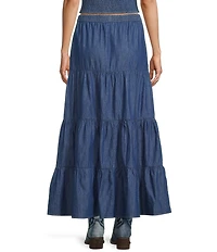 Wrangler® Long Tiered Denim Skirt
