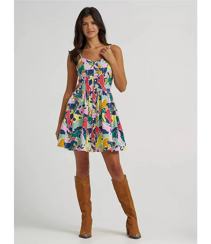 Wrangler® Miniature Horses Printed Sleeveless Fit-and-Flare Dress