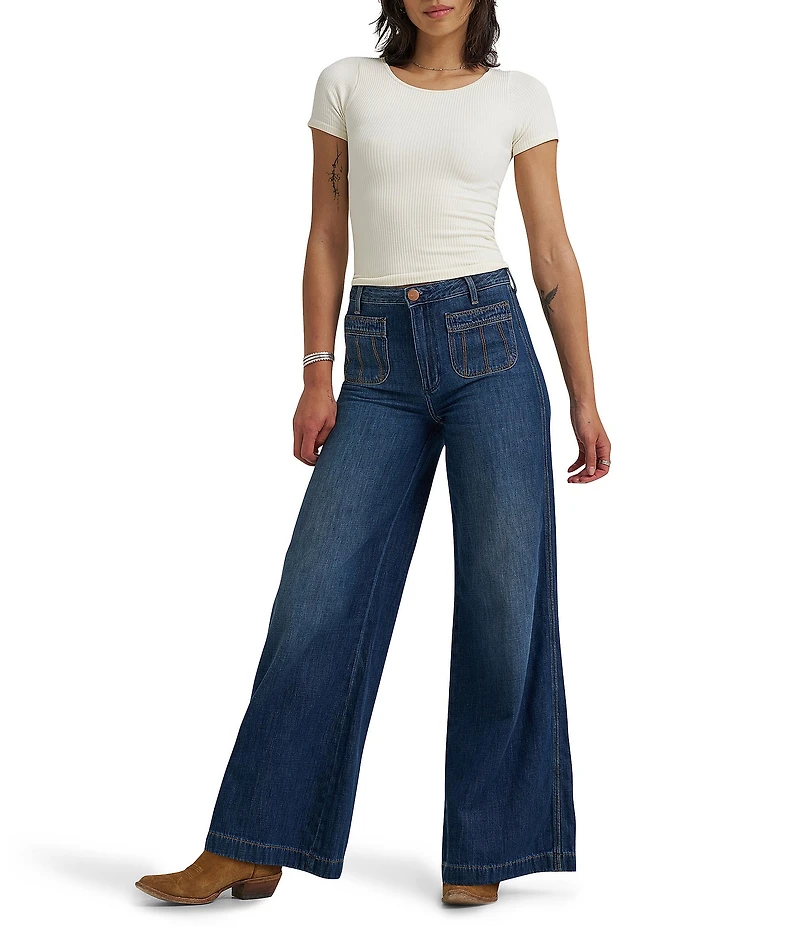 Wrangler Patch Pocket High Rise Trouser Denim Jeans