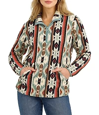 Wrangler® Printed Long Sleeve Sherpa Quarter-Zip