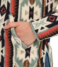 Wrangler® Printed Long Sleeve Sherpa Quarter-Zip