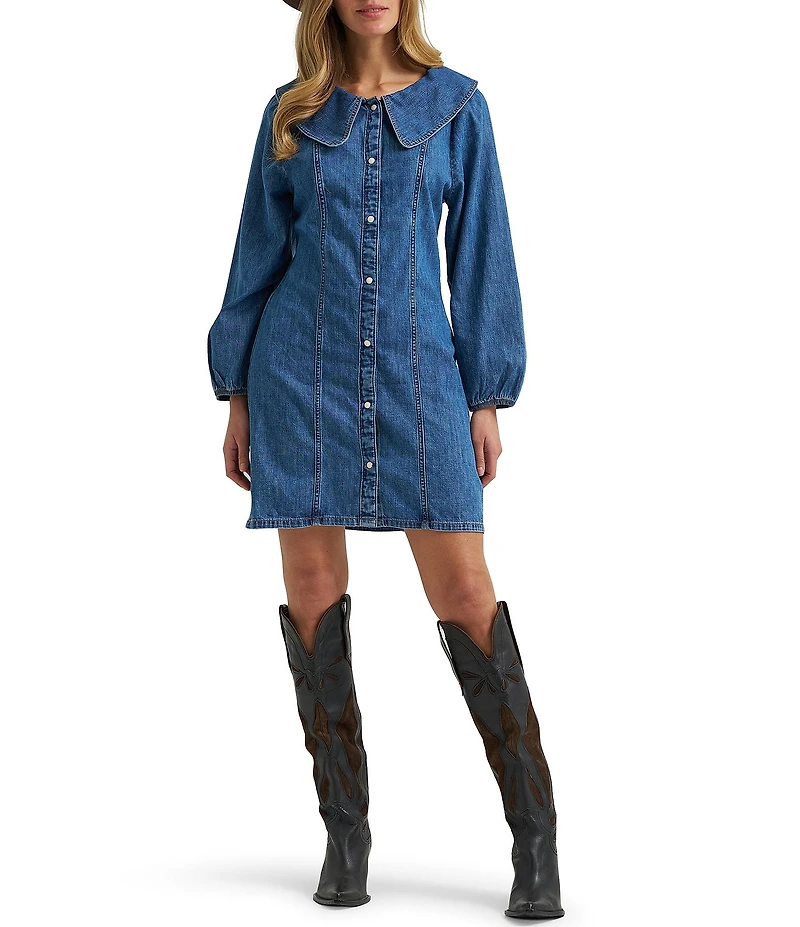 Wrangler® Retro® Collar Long Sleeve Denim Dress