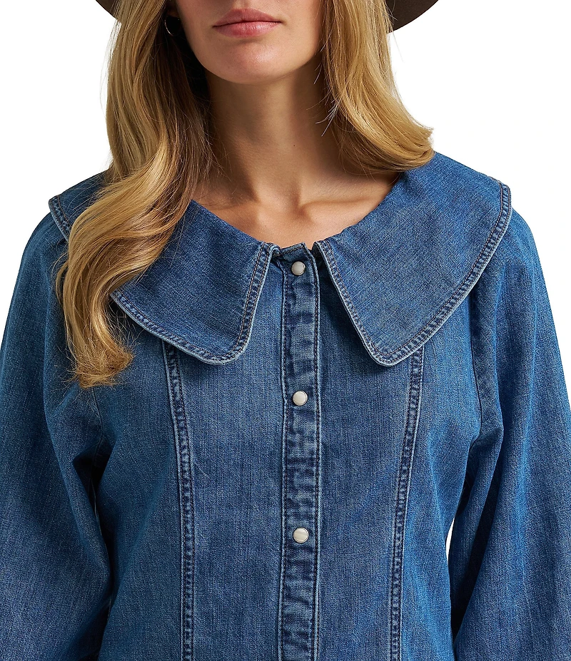 Wrangler® Retro® Collar Long Sleeve Denim Dress
