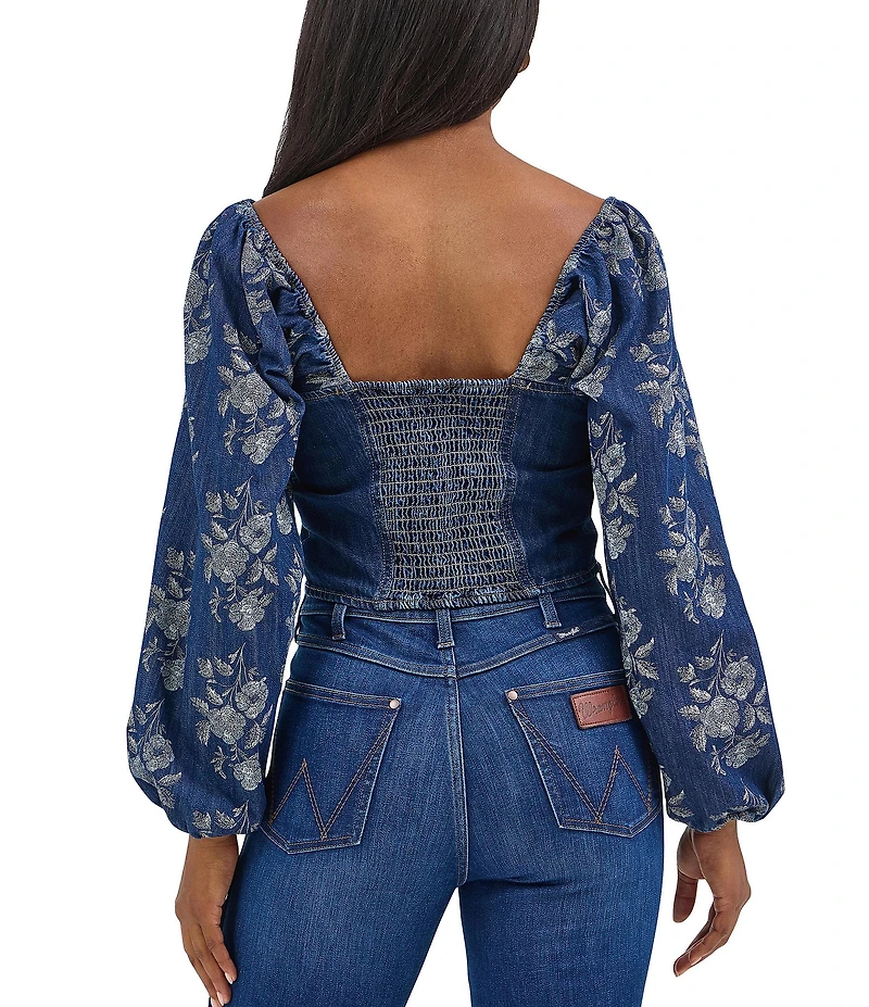 Wrangler® Retro® Floral Sleeve Denim Shirt