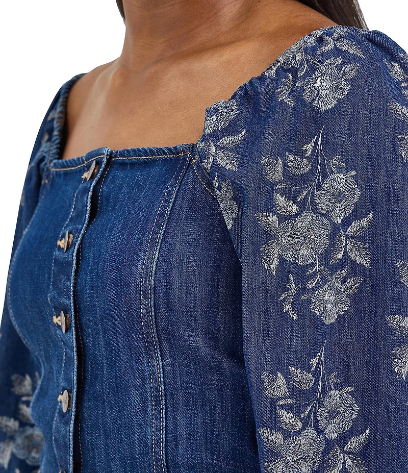 Wrangler® Retro® Floral Sleeve Denim Shirt