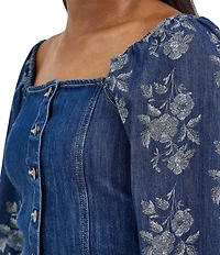 Wrangler® Retro® Floral Sleeve Denim Shirt
