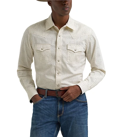 Wrangler® Retro® Geometric Printed Long Sleeve Woven Shirt