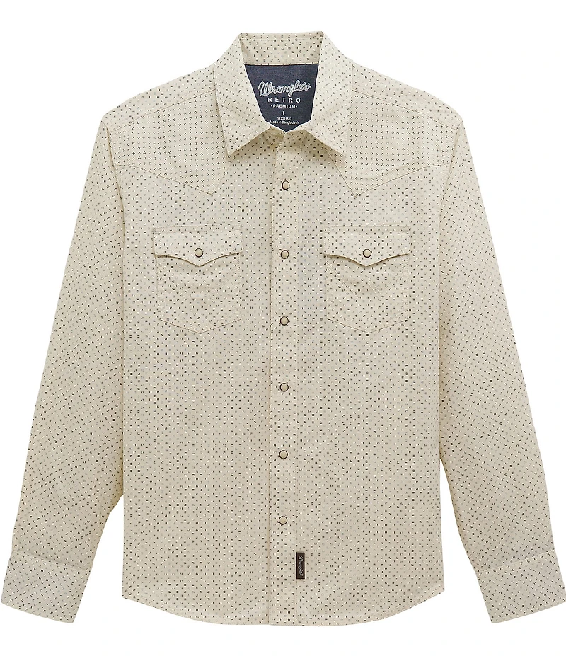 Wrangler® Retro® Geometric Printed Long Sleeve Woven Shirt