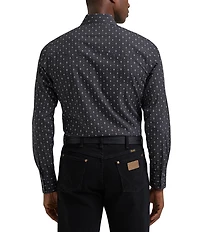 Wrangler® Retro® Geometric Printed Sawtooth Pocket Long Sleeve Woven Shirt