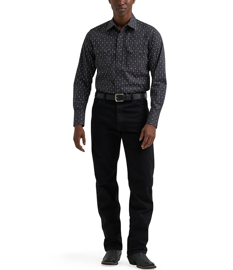 Wrangler® Retro® Geometric Printed Sawtooth Pocket Long Sleeve Woven Shirt