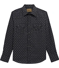 Wrangler® Retro® Geometric Printed Sawtooth Pocket Long Sleeve Woven Shirt