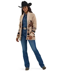 Wrangler® Retro® Horse Head Long Sleeve Sweater Knit Cardigan