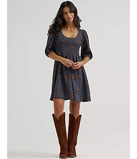 Wrangler® Retro® Horse Printed Puffed Sleeve Chiffon Dress