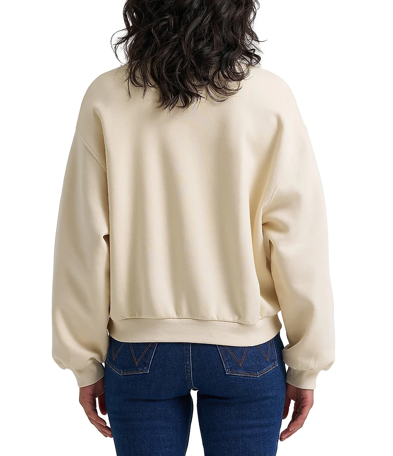 Wrangler® Retro® Logo Satin Applique Long Sleeve Fleece Sweatshirt