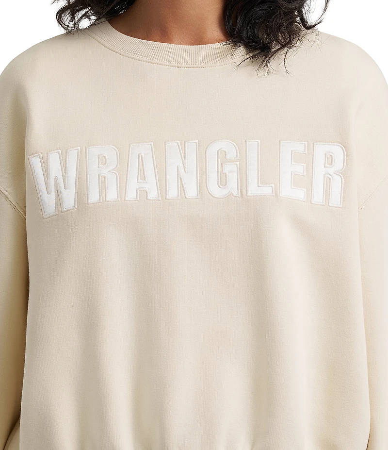 Wrangler® Retro® Logo Satin Applique Long Sleeve Fleece Sweatshirt