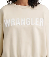 Wrangler® Retro® Logo Satin Applique Long Sleeve Fleece Sweatshirt