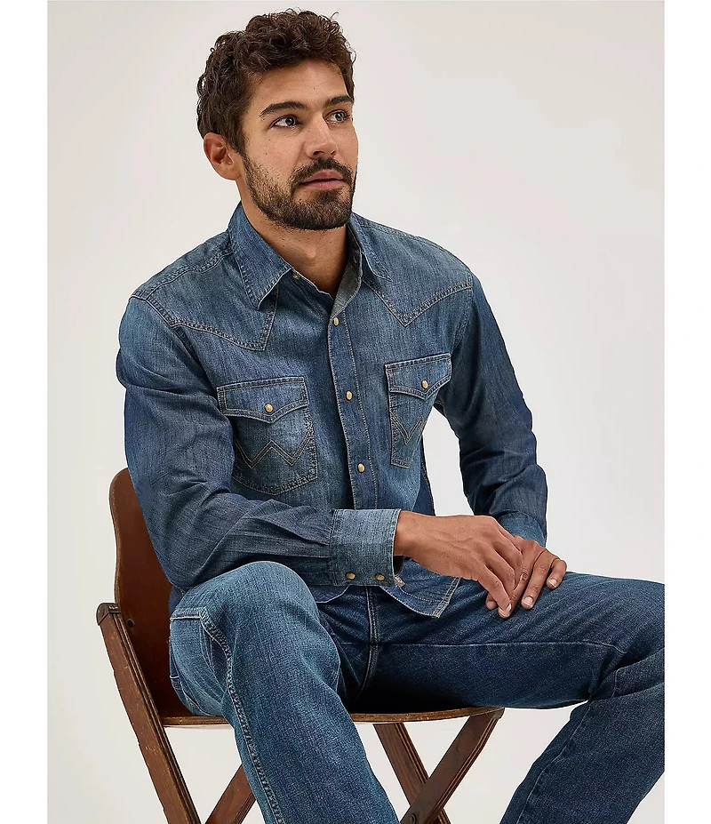 Wrangler® Retro® Long Sleeve Denim Western Shirt
