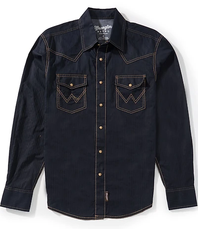 Wrangler Retro® Long Sleeve Western Snap Solid Dobby Shirt