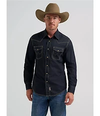 Wrangler Retro® Long Sleeve Western Snap Solid Dobby Shirt