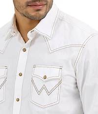 Wrangler® Retro® Long Sleeve Western Snap Solid Dobby Shirt
