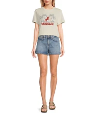 Wrangler® Retro® Mae Mid Rise Faded Denim Shorts