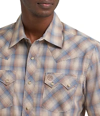 Wrangler® Retro Plaid Short Sleeve Sawtooth Pocket Western Snap Shirt