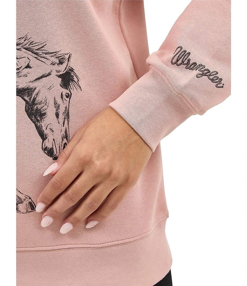Wrangler® Retro® Rodeo Cowboy Long Sleeve Fleece Sweatshirt