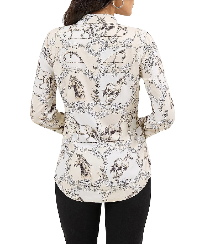 Wrangler® Retro® Slim Fit Saddle Up Long Sleeve Western Shirt