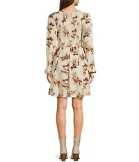 Wrangler® Retro® Western-Inspired Printed Long Sleeve Smocked Fit and Flare Dress