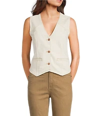 Wrangler® Retro® Western Yoke V-Neck Sleeveless Denim Vest