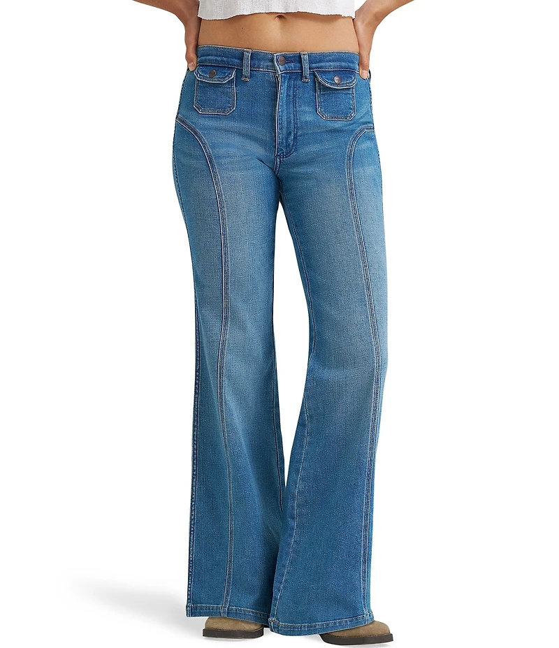 Wrangler Seamed 70s High Rise Flare Leg Denim Jeans