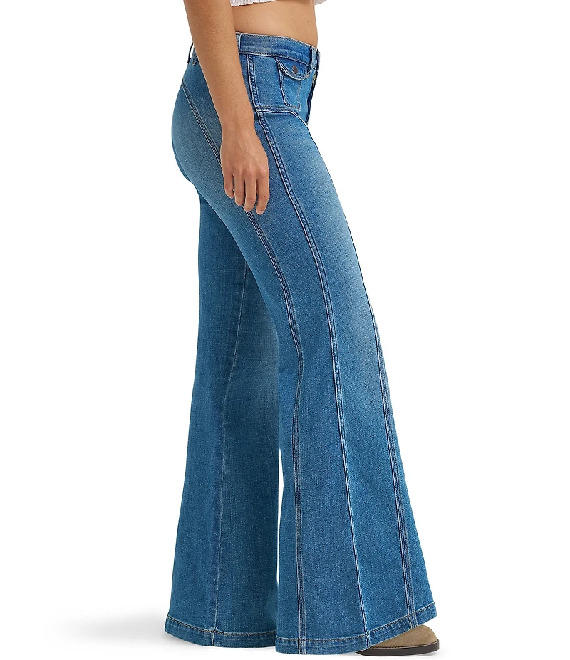 Wrangler Seamed 70s High Rise Flare Leg Denim Jeans