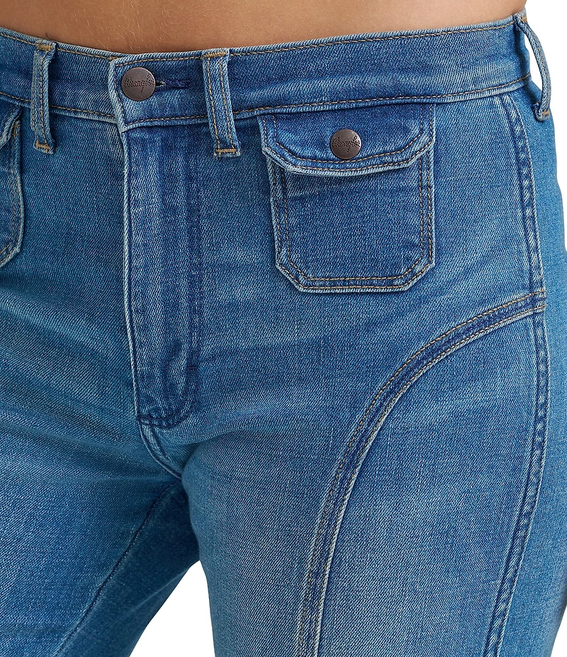 Wrangler Seamed 70s High Rise Flare Leg Denim Jeans