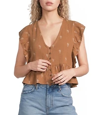 Wrangler Short Flutter Sleeve Blouse
