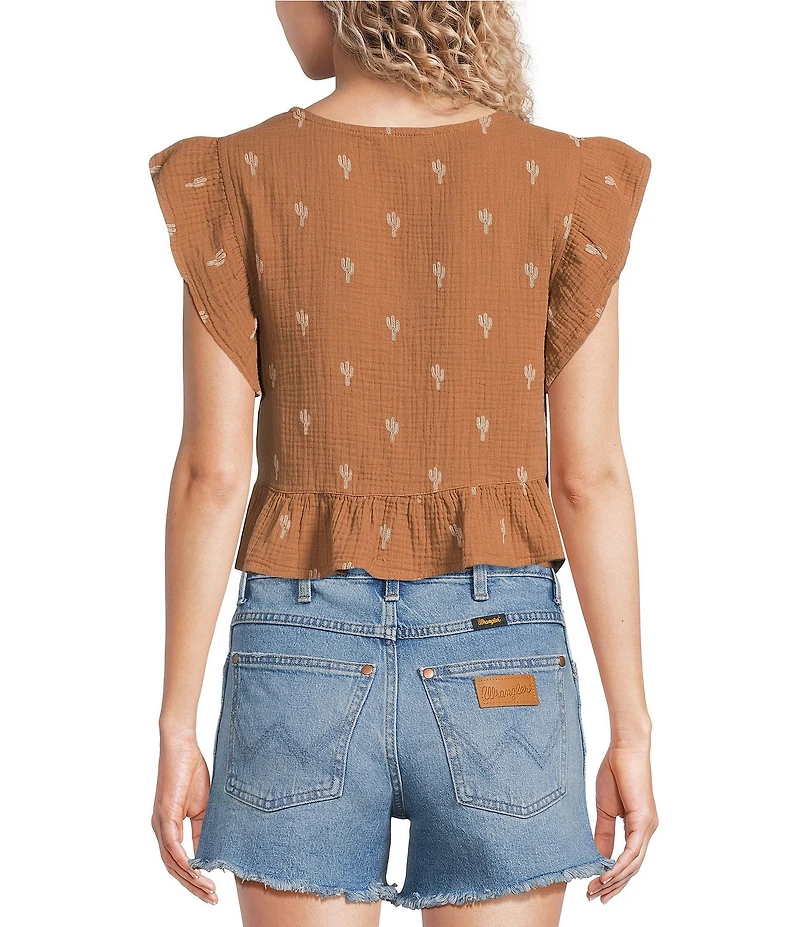 Wrangler Short Flutter Sleeve Blouse