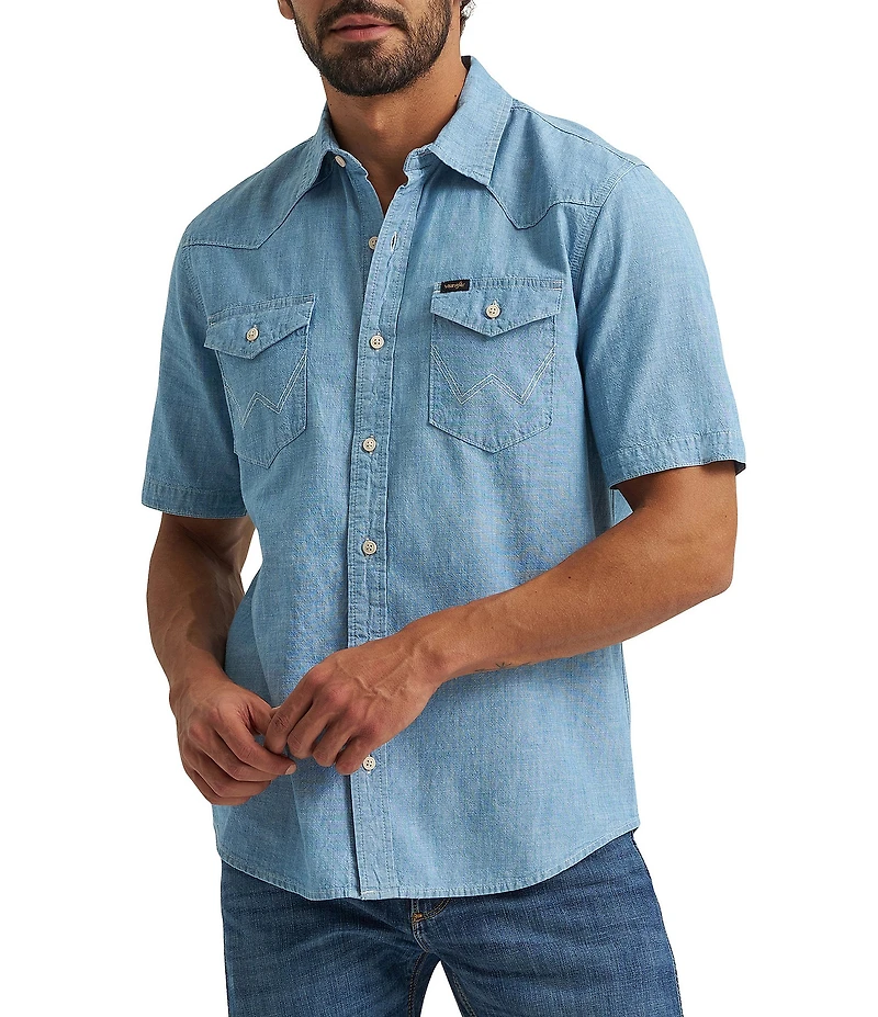 Wrangler Short Sleeve Denim Chambray Shirt
