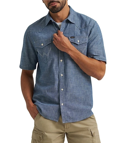Wrangler Short Sleeve Denim Chambray Shirt