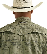 Wrangler Short Sleeve Olivine Print Performance Shirt