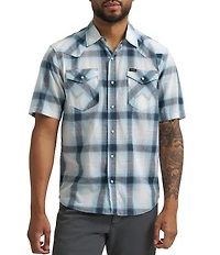 Wrangler Short Sleeve Plaid Snap Shirt