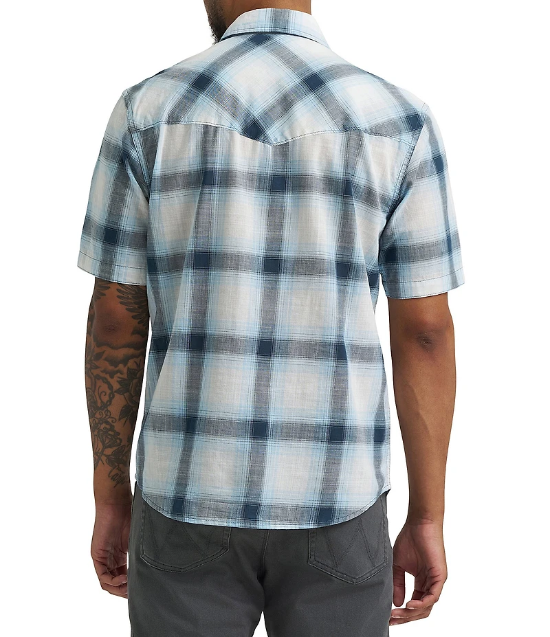 Wrangler Short Sleeve Plaid Snap Shirt