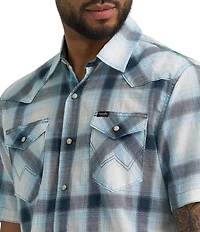 Wrangler Short Sleeve Plaid Snap Shirt