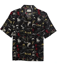 Wrangler Short Sleeve Printed Coconut Cowboy Button Front Shirt