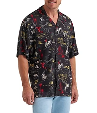 Wrangler Short Sleeve Printed Coconut Cowboy Button Front Shirt