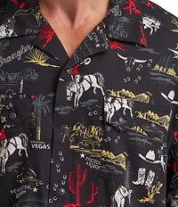 Wrangler Short Sleeve Printed Coconut Cowboy Button Front Shirt
